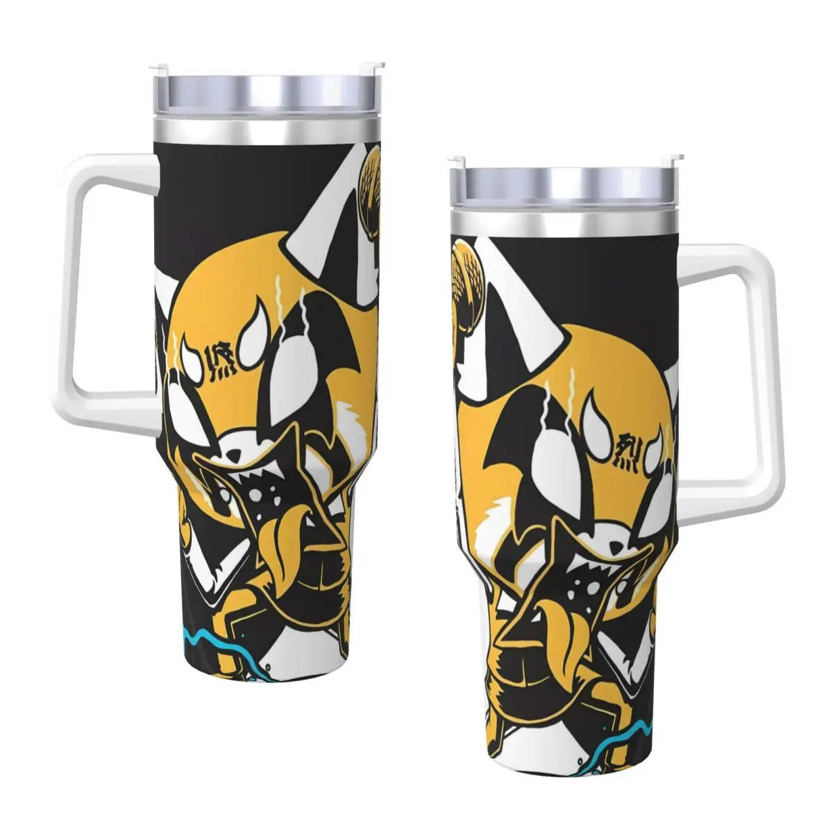 Aggretsuko RageFight Stainless Steel Tumbler Travel Thermal Cups With Straws and Lid Large Mugs Cup Hot Drinks Water Bottle