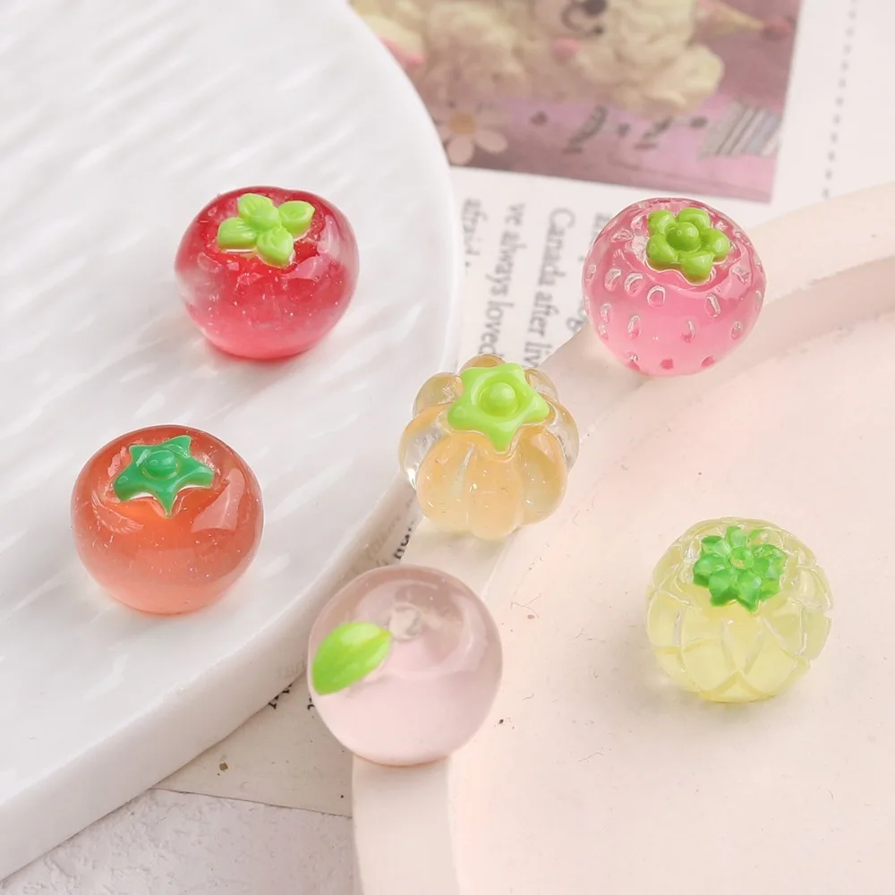 10 pièces Kawaii résine Flatback Mini fraise fruit Slime breloques Cabochons embellissements pour bricolage ornement artisanat décorations pour la maison