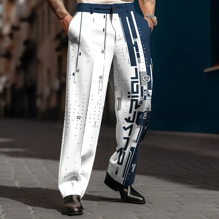 2025 Super Large New Men\'s Bohemian Printed Wide Leg Pants 3D Printed Loose Casual Beach Pants