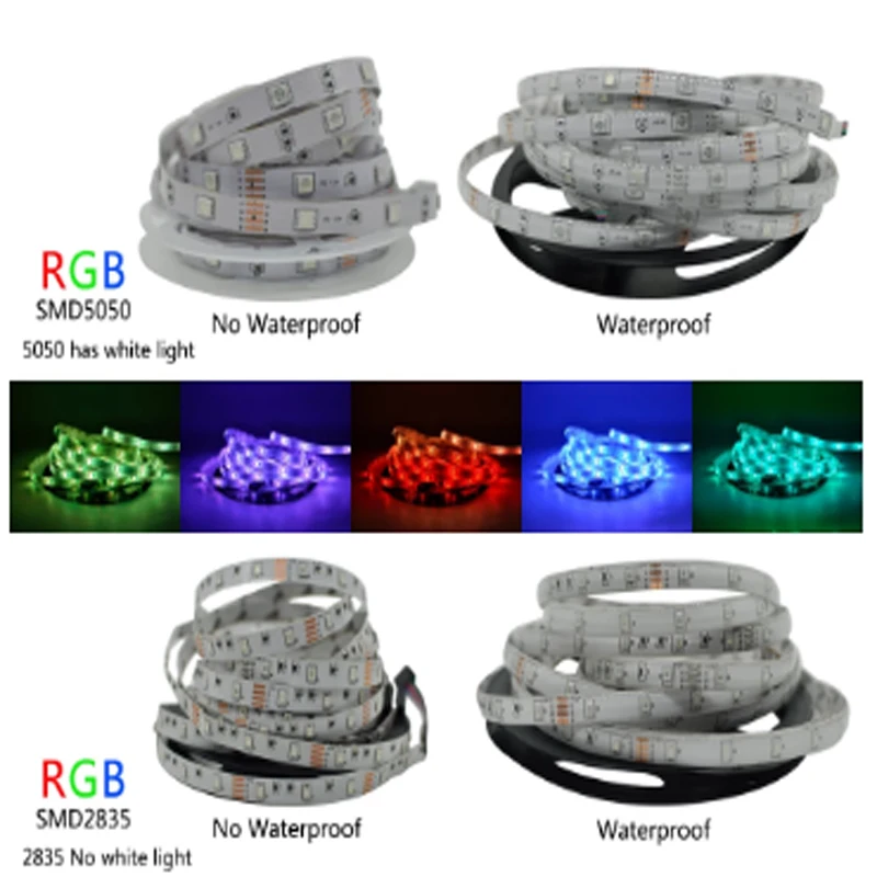 AC 85V-240V SMD5050 60 LED/M RGB LED 스트립 조명, IR 리모컨 및 전원 공급 장치 키트 포함, 거실 또는 게임룸 장식용 썸네일 3