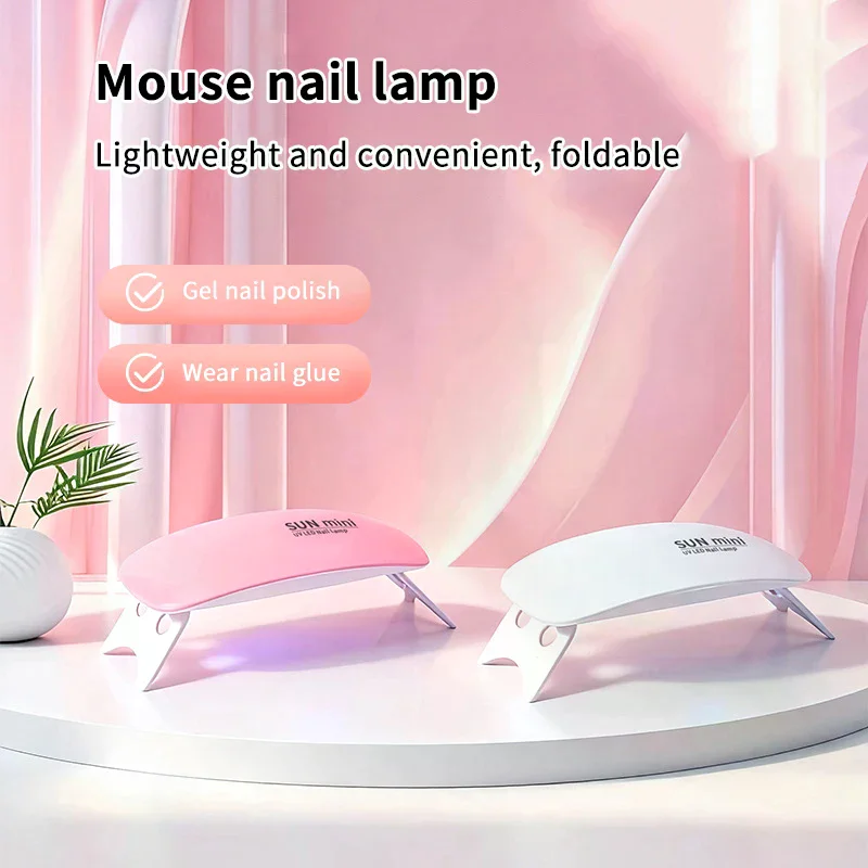 Mini UV LED Nail Lamp 6 LED Gel Nail Polish Dryer Convenient USB Interface Folding Design Manicure UV Curing Light 1PC