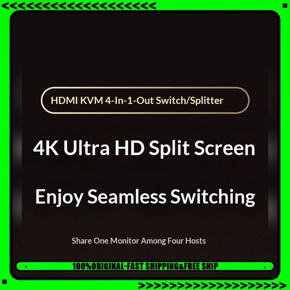 UGREEN 55497 HDMI 1.4 KVM Switch 4 In 1 Out Seamless Video Selector for Four Computers One Monitor