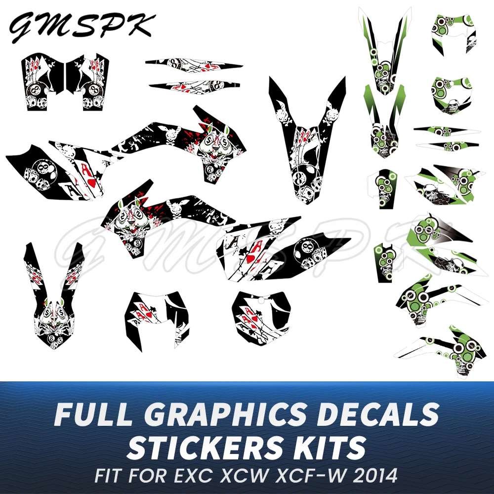 Fit for EXC XCW XC-W XCF-W 125 200 250 300 450 500 2014 2015 2016 Motorcycle Graphic Background Decals Sticker Kits
