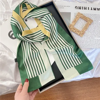 150cm*15cm Luxury Brand Horse Person Long Scarf Women Double-sided Silk Scarves Ladies Head Scarf Handkerchief Women Tie