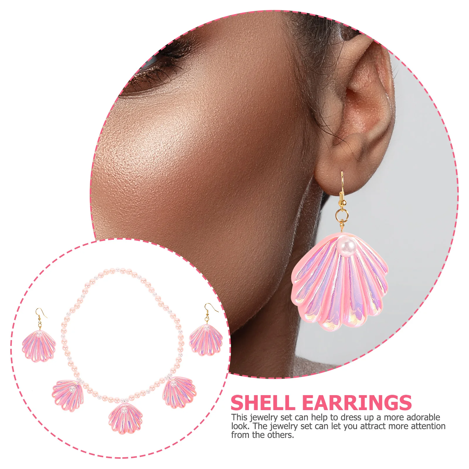 

Pearl Earrings Necklace Set 65g Hook Girls Jewelry Beaded Necklace Dangle Earrings Party Wedding Gift Beach Style