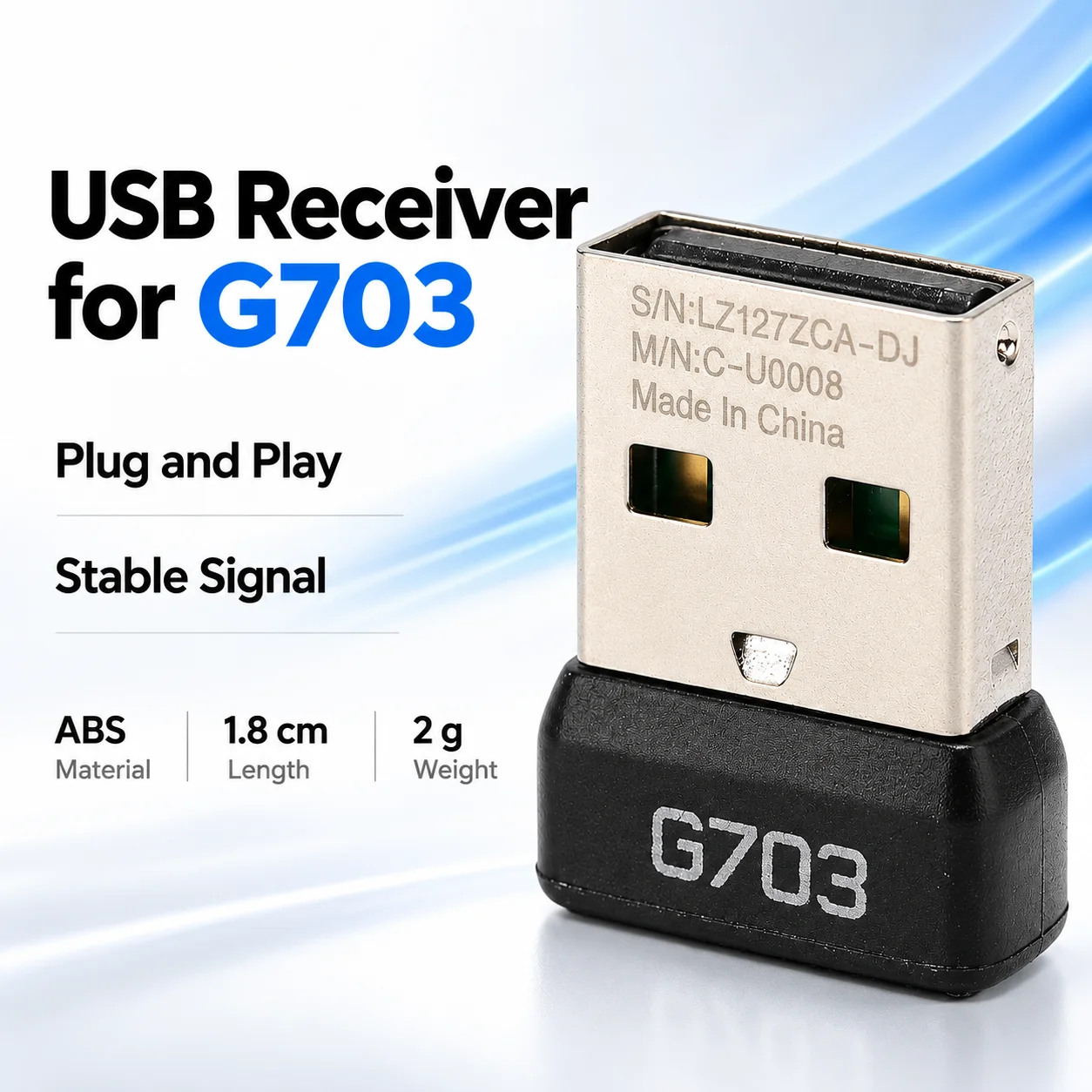 USB Receiver for Logitech G703 Wireless Mouse Replacement Dongle Mini USB Adapter Plug and Play Stable Connection