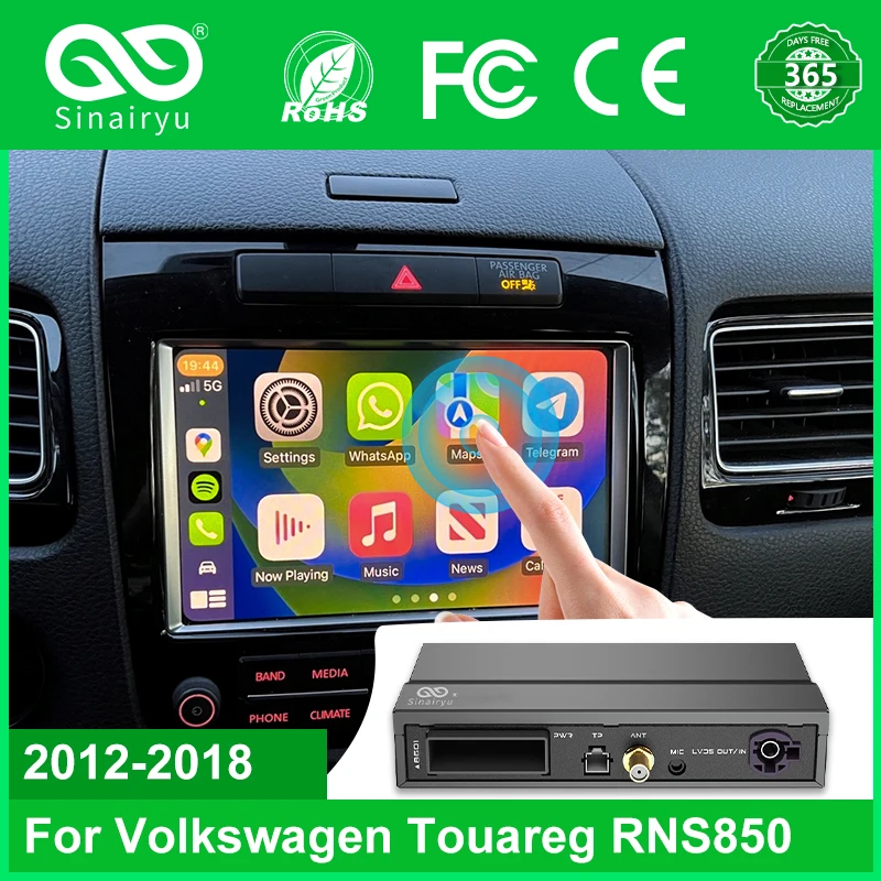 Sinairyu Wireless Apple CarPlay for 2010-2018 Volkswagen Toureg Golf with iOS Android Mirror Android Auto Mirror-Link AirPlay