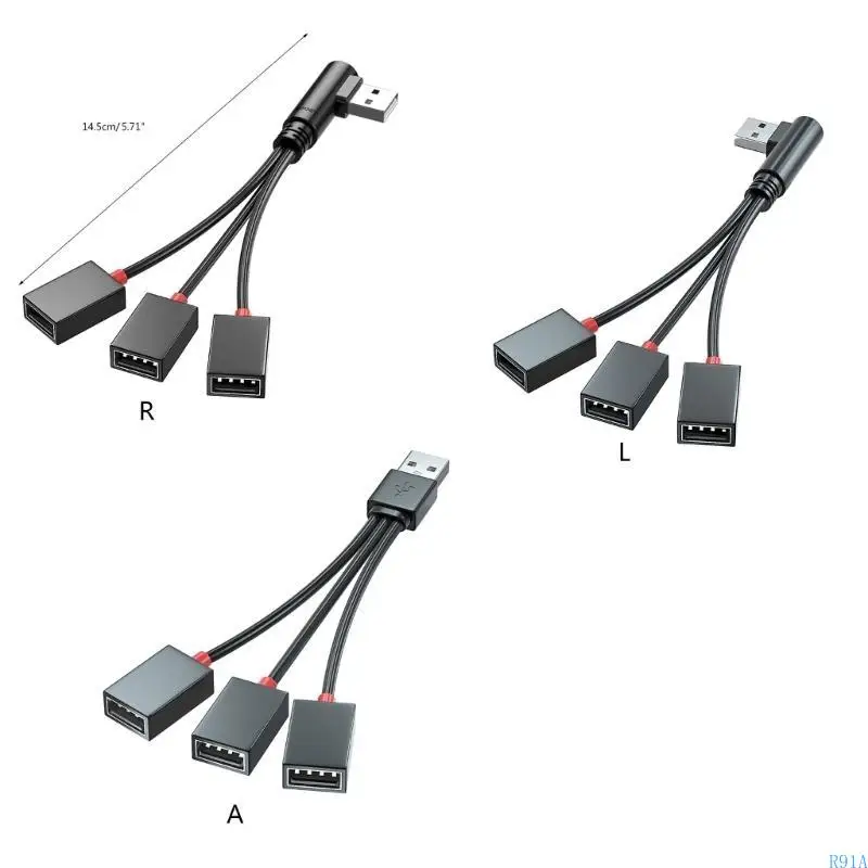 R91A USB 2.0 -Adapter 1 bis 3 USB -Splitter -Erweiterungskabel USB -Multiport für