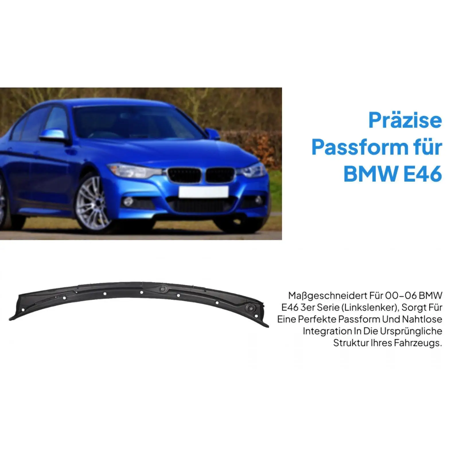 Windshield Wiper Cowl Panel Grille 51718232894 Simple Installation Spare Parts Black Windshield Cowl Seal Strip for BMW M3