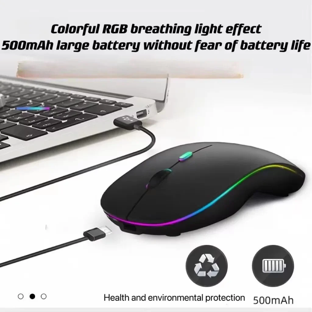 

ZLRLMHY for Computer Laptop Tablet PC Macbook Gaming Rechargeable Bluetooth Wireless Mouse with 2.4GHz USB RGB 1600DPI Mouse