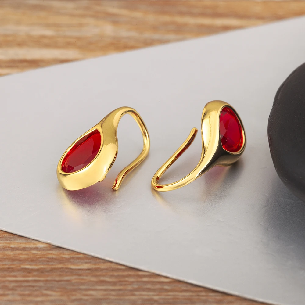 AIBEF Waterdrop Shape Irregular Geometric Shine Crystal Drop Earrings For Women Daily Wear Female Copper Ear Jewelry Gifts
