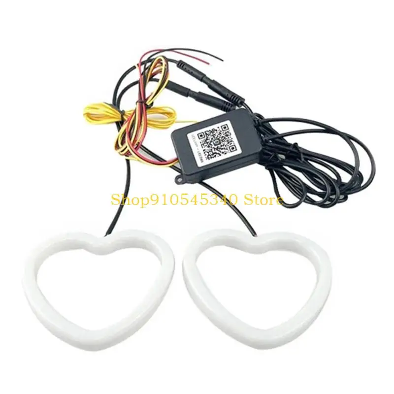 

U2JA Car LED Angel Eyes Rings Heart Shaped Rings Mobile APP Control