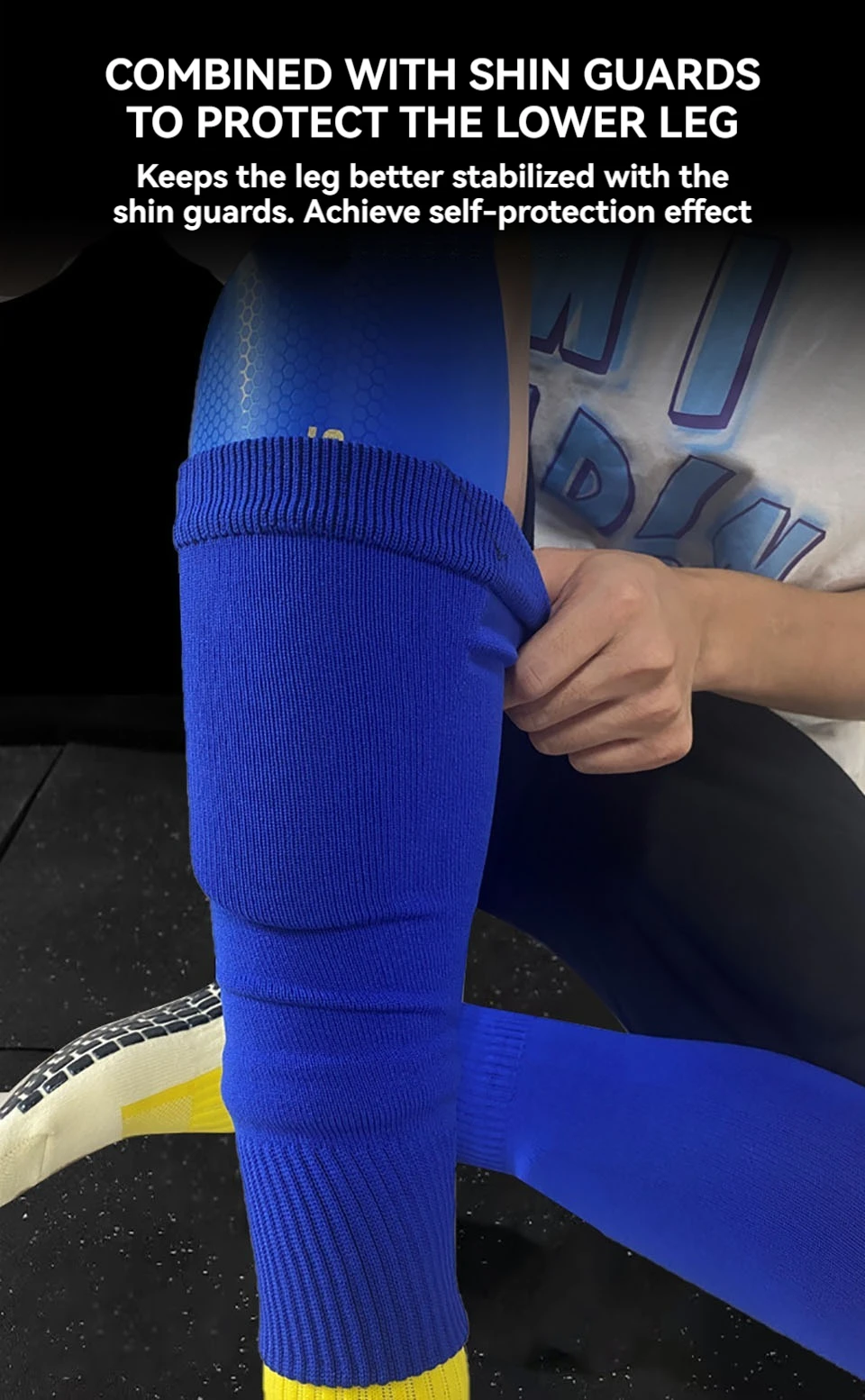 Loogdeel Fußball-Beinschoner-Socken für Erwachsene und Kinder, Schienbeinschützer, Wadenschutz-Socken, Beinabdeckung, atmungsaktive Sportsocken – Detail 4