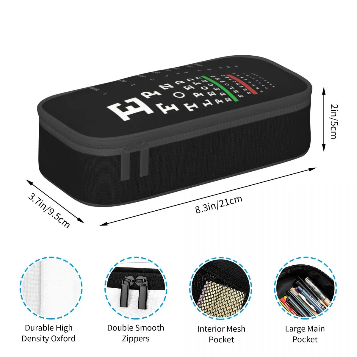 Custom Snellen Eye Chart Pencil Cases for Boy Girl Big Capacity Optometrist Optician Pen Bag Box School Accessories