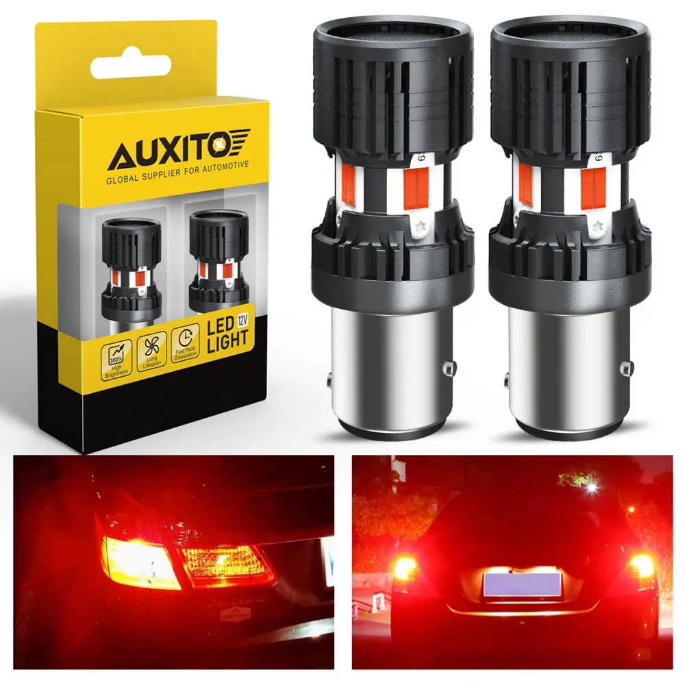 

2 шт. AUXITO BAY15D P21/5W 1157 Светодиодная лампа Красный Canbus Безоблок Задний стоп-сигнал DRL Дим и яркая лампа Встроенный резистор Автомобильные фонари