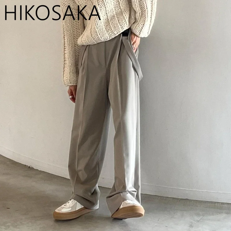 

Japan Style Fashion Commuter Casual Suspender Trousers High Waist Loose Wide Leg Pants All-match Solid Pantalones 2024 Autumn