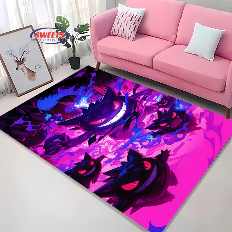 

Ковер для любителей аниме с изображением покемона Генгара, мультяшный коврик для гостиной, коврик для спальни, придиванный коврик, декоративный нескользящий коврик Potdemiel