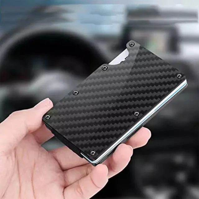 Forged Carbon Fiber Mini Slim Wallet Case Organizer for Men Cartera Tarjetero Hombre Cashback Credit Card Holder Luxury Gift