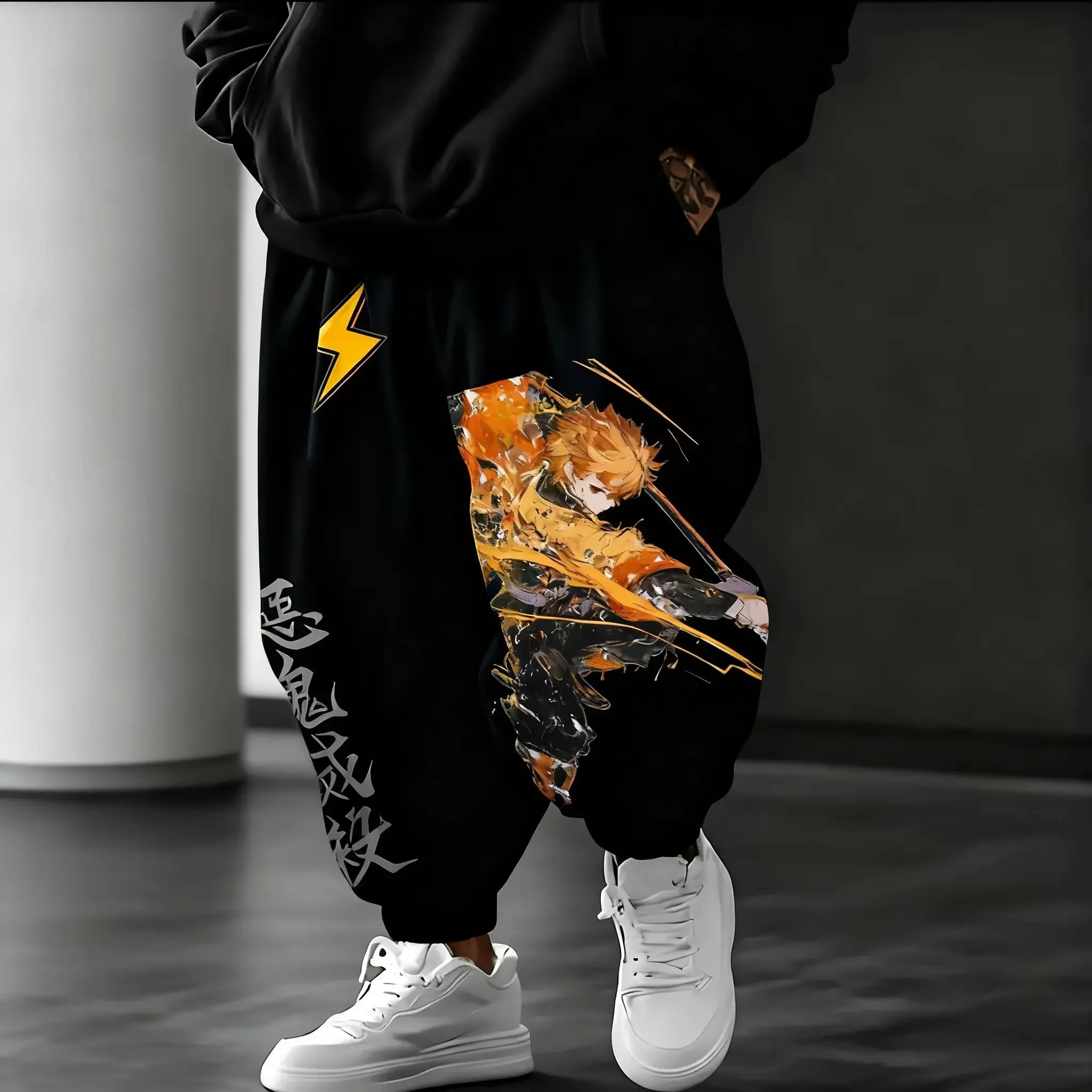 

Autumn New Vintage Demon Slayer Anime Print Men Pants Loose Fit Joggers Japanese Streetwear Casual Trousers Athletic Sweatpants