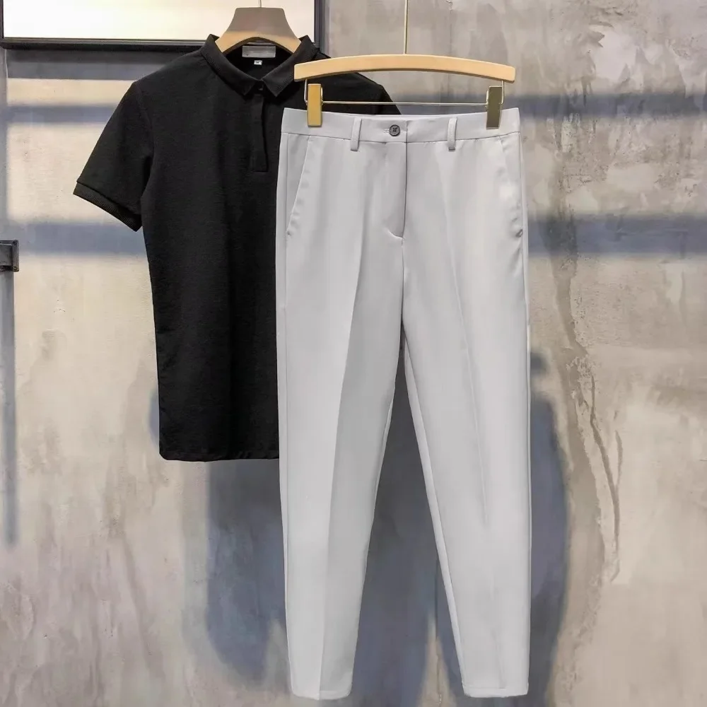 

Простые тонкие деловые брюки, прямые однотонные мужские деловые брюки, свободные широкие повседневные брюки для офиса