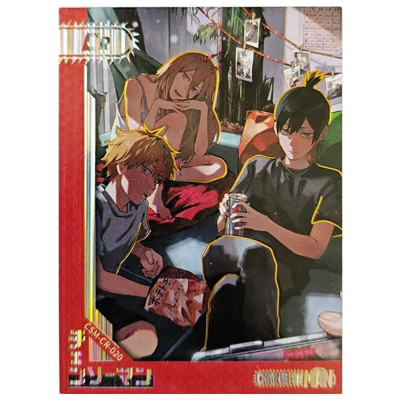 Anime Chainsaw Man Rare CR Collectible Card Power Denji Makima Reze Nayuta Sawatari Akane Yoru Toys for boys Birthday Present