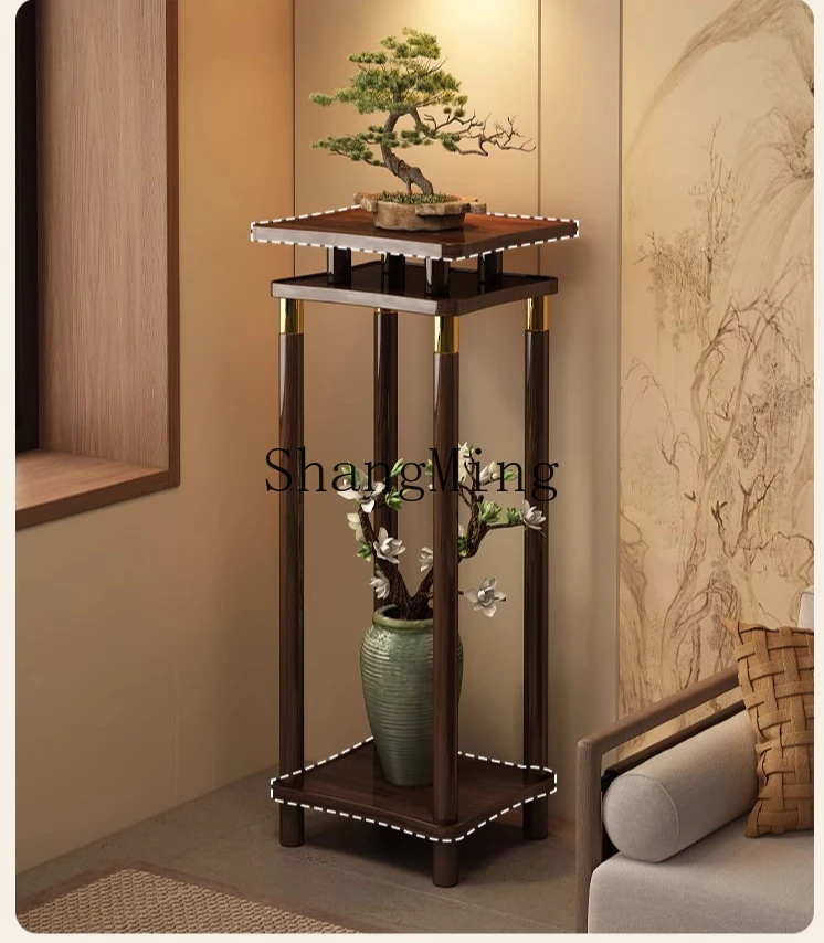 ZYY Chinese balcony shelf living room floor-to-ceiling plant solid wood display bracket