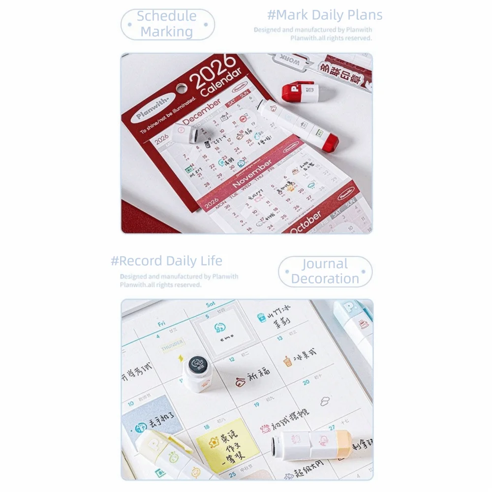 New Detachable Arrival Cute To Do List Journal Stamp Multi-Head Portable Diary Seal Stamp Mark School Stationery