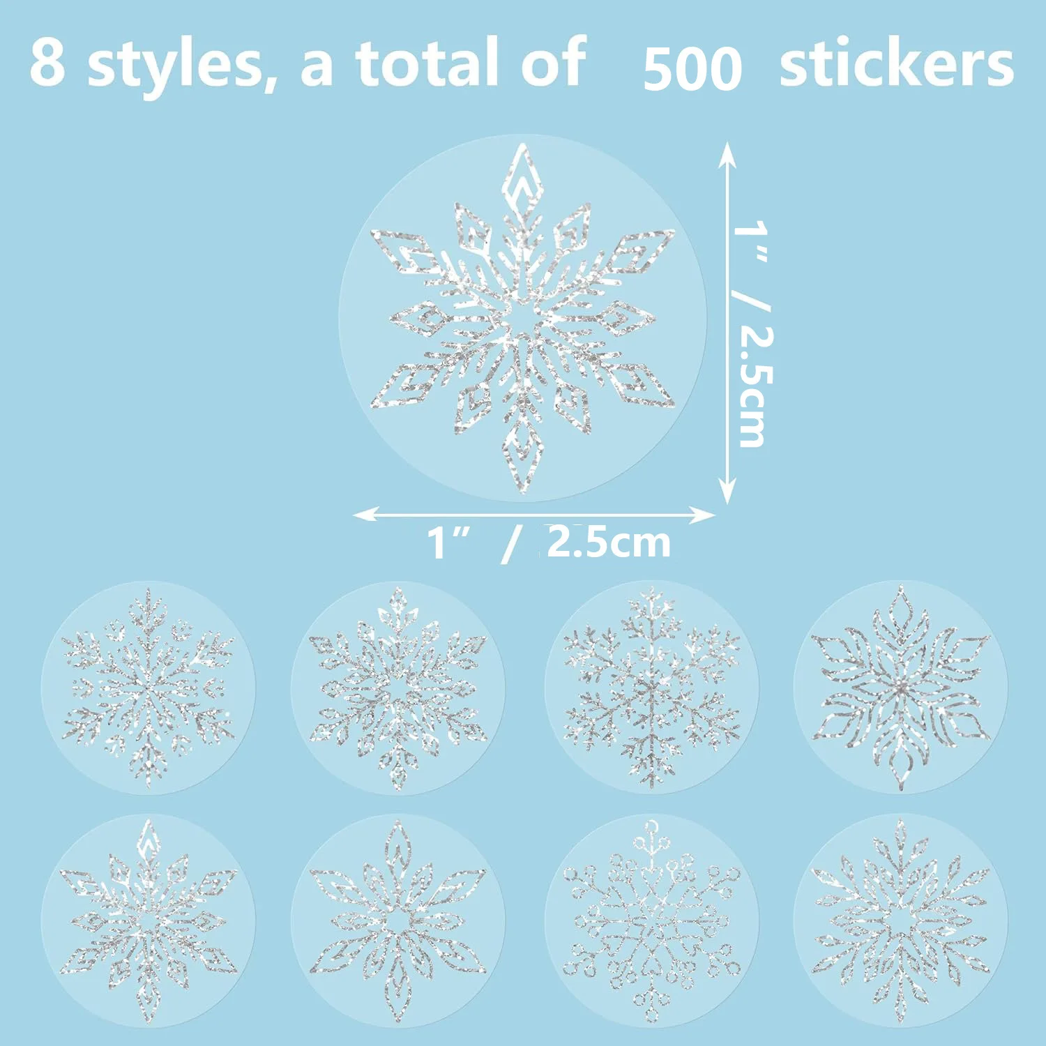 100-500pcs Transparent snowflakes Stickers Christmas Tags Stickers for kids Gift Baking Package Envelope Decor Stationery