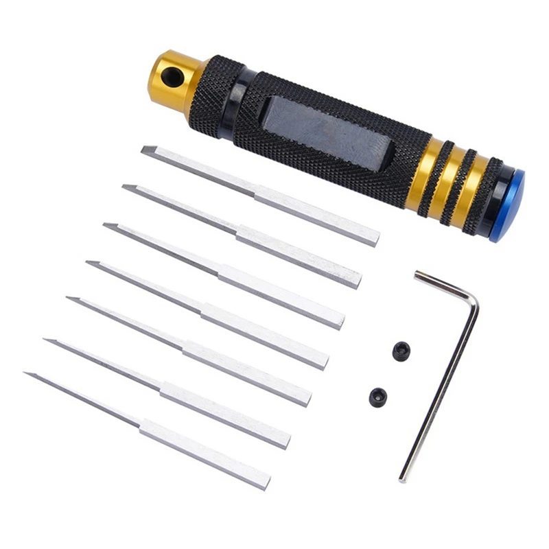 Model Scriber Carved Scribe Line Hobby Cutting Tool Chisel + 7 Blade Tools For Gundam Resin Model RC Car / Drone Repair