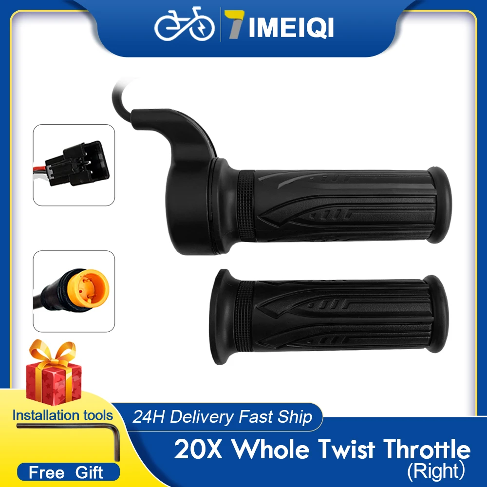 

WUXING 20X Full Twist Throttle Electric Bike Right Handle Throttle 24V36V48V60V72V Waterproof/SM Connector for Electric Scooter