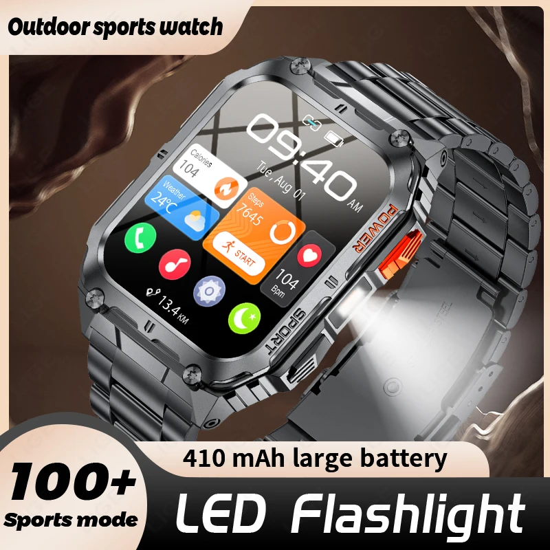 

Умные часы для активного отдыха с HD-экраном 1,91 дюйма, LED-фонариком, Bluetooth и функцией звонков, новинка 2026 года, для мужчин и женщин, подарок на праздник