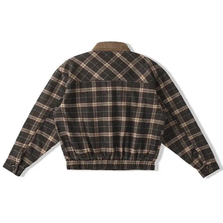 Spring and Autumn Casual Men's Loose Fashion Contrasting Color Plaid High-end Coat American Retro New Jacket