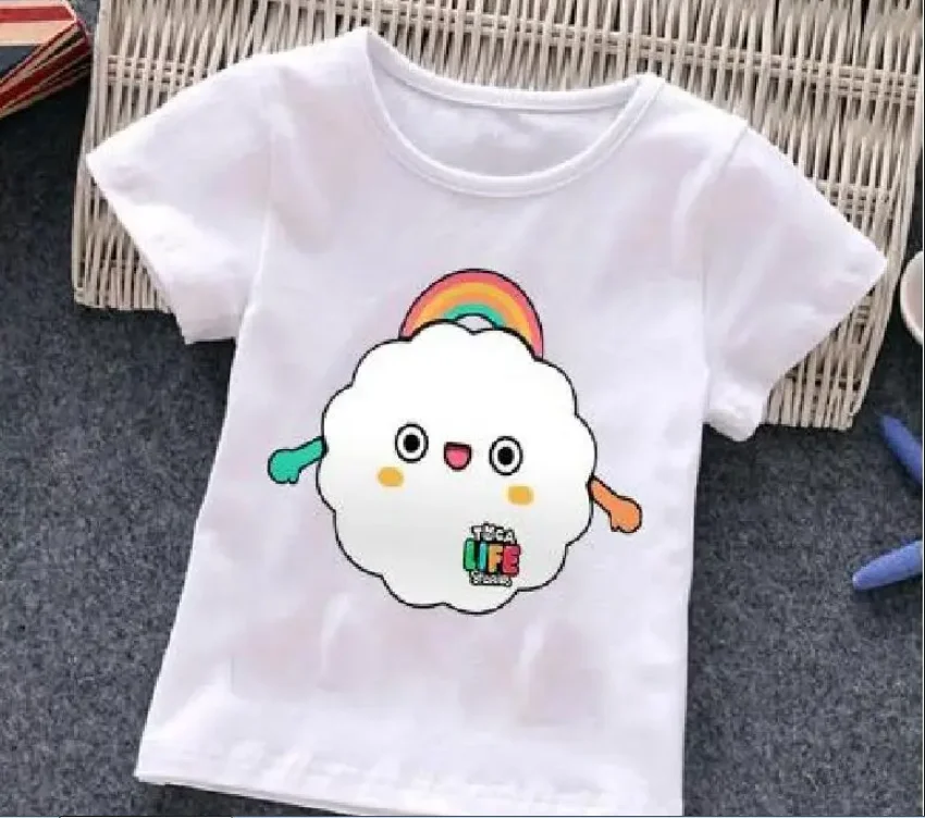 Camiseta de manga corta con estampado de Life World para niños y niñas, ropa de juego de animación de dibujos animados, Verano