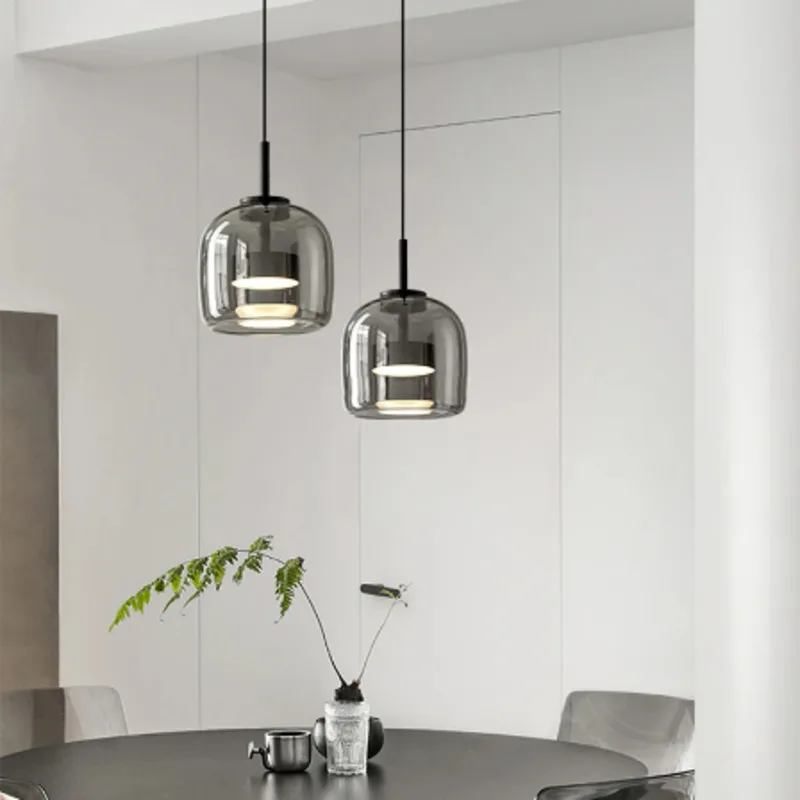 Luces colgantes modernas para el techo, lámpara colgante para el hogar, comedor, sala de estar, cocina, oficina, pasillo, comedor, dormitorio, Color gris y ámbar