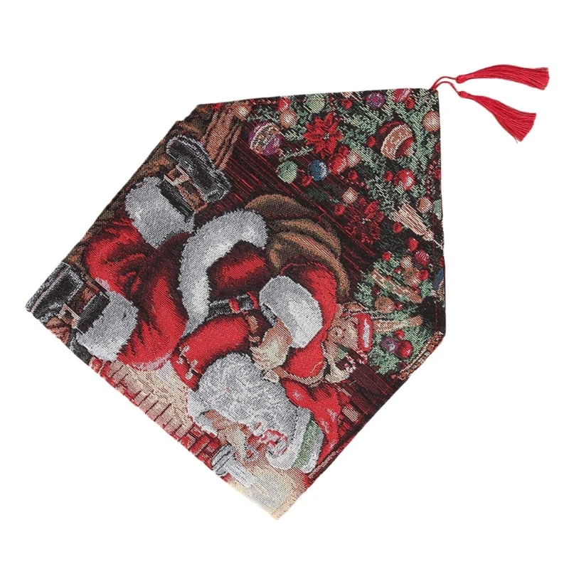 

M17D Christmas Table Runner Festival Santa Tablecloth Table Cloth Table Mats for Holiday Dining Decors Soft Polyester Fabric