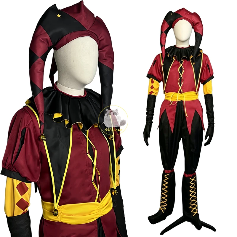 

Game Anime The Freak Circus Cosplay Pierrot Harlequin Cosplay Costume Uniform Black and Red Suit Halloween Cos for Men