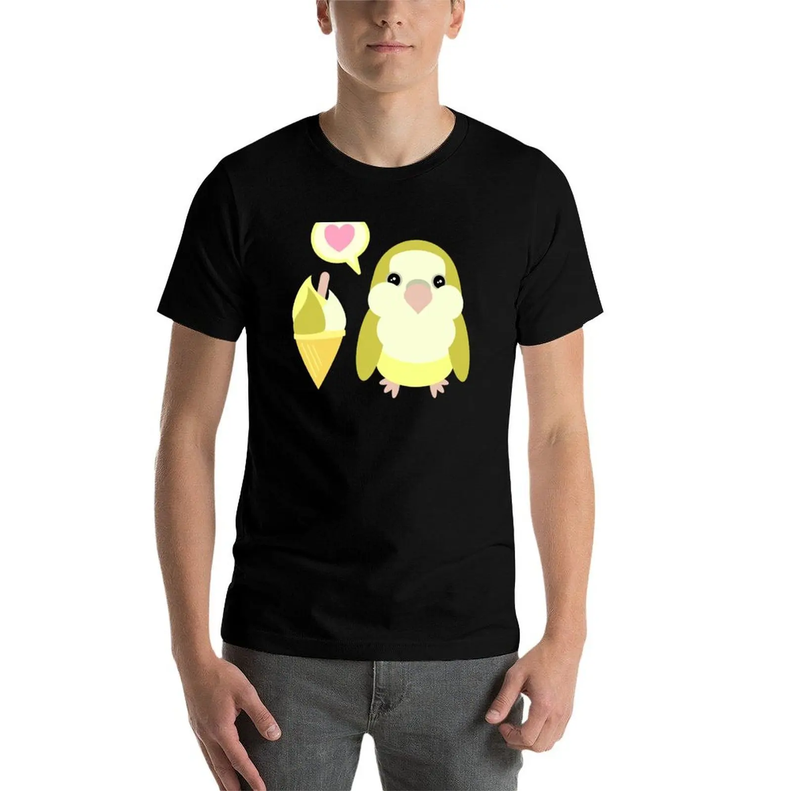 Kawaii الببغاء-السمين الأصفر كواكر الببغاء تي شيرت g رجل تي شيرت للرجال رجل تي شيرت جرافيك تي شيرت #3