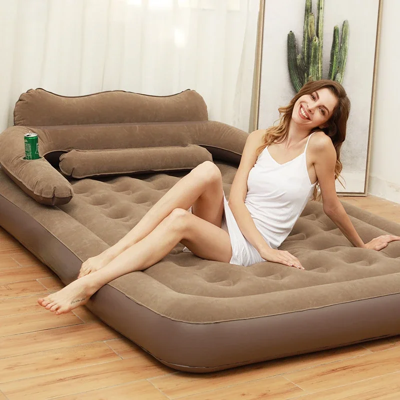 Inflatable mattress with electric inflatable pump home outdoor portable inflatable beds