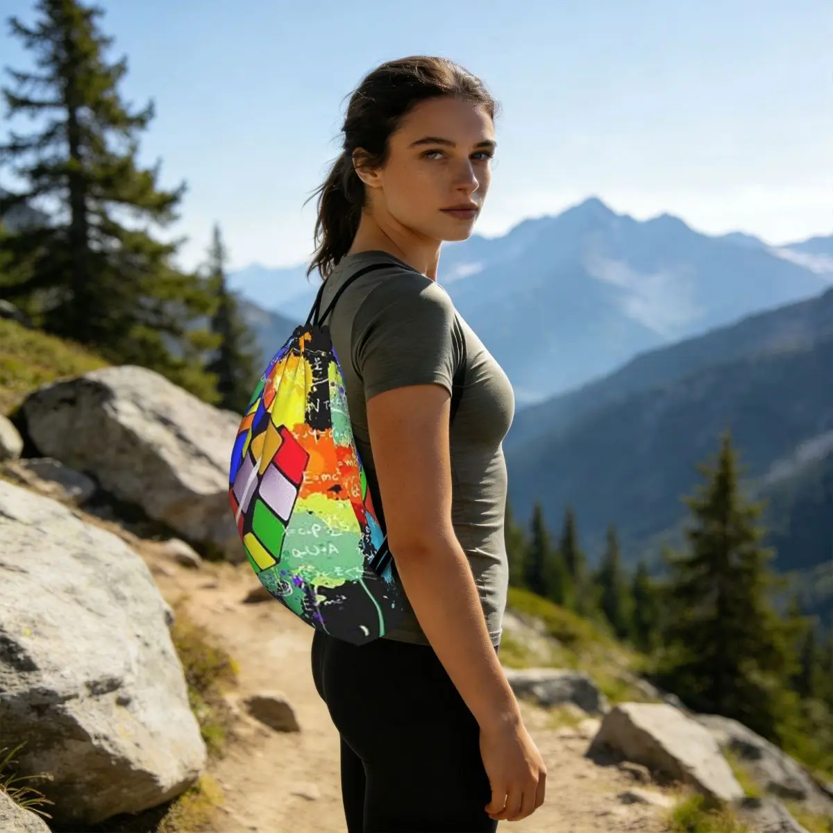 Math Rubiks Rubix Cube Backpacks Fashion Drawstring Bags Storage Bag Book Bags for Man Woman School
