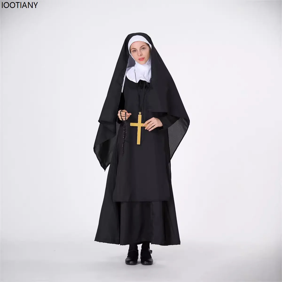 Robe d'Halloween Médiévale pour Femme Missionnaire, Tenue de Barrage, Église, Vierge Marie, Nonne Noire, Costume de Cosplay, ixde Carnaval, Mascotte Tim ade