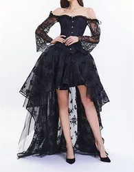 Women Steampunk Corset Sexy Gothic Bustier Irregular Palace Style Top Lace Strapless Dress Slimming Burlesque Clothes