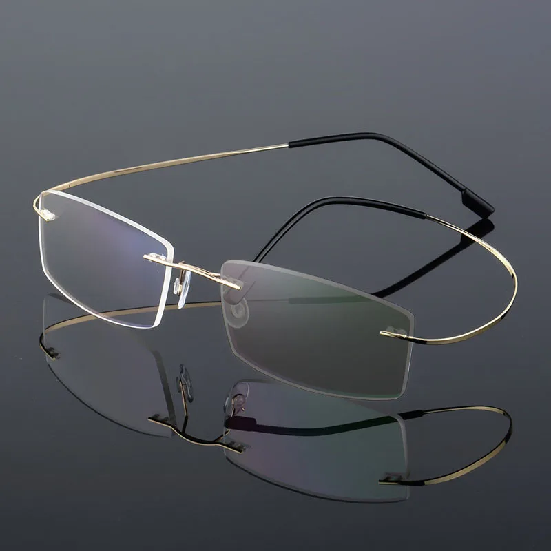Randlose Ultraleichte Photochrome Myopie‑Brille Männer Titanlegierung Geschäftsbrille grau‑veränderliche Linsen – Detail 9