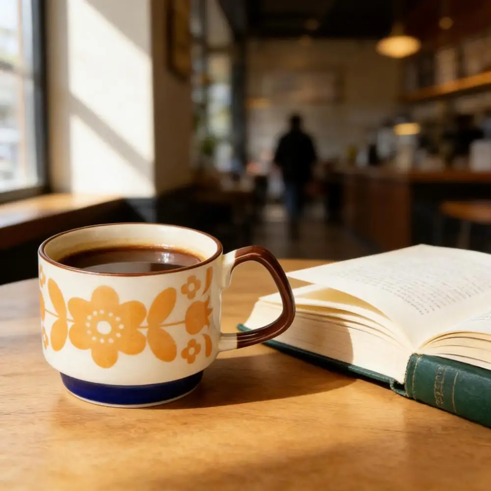 

300ml Retro Japanese Floral Ceramic Mug Set Handgrip Drinkware for Coffee Milk And Oats – Office Kitchen Party Essential