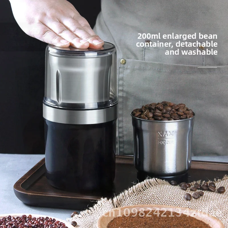 

Портативная перезаряжаемая электрическая кофемолка из нержавеющей стали, ручная минималистичный стиль для домашнего использования