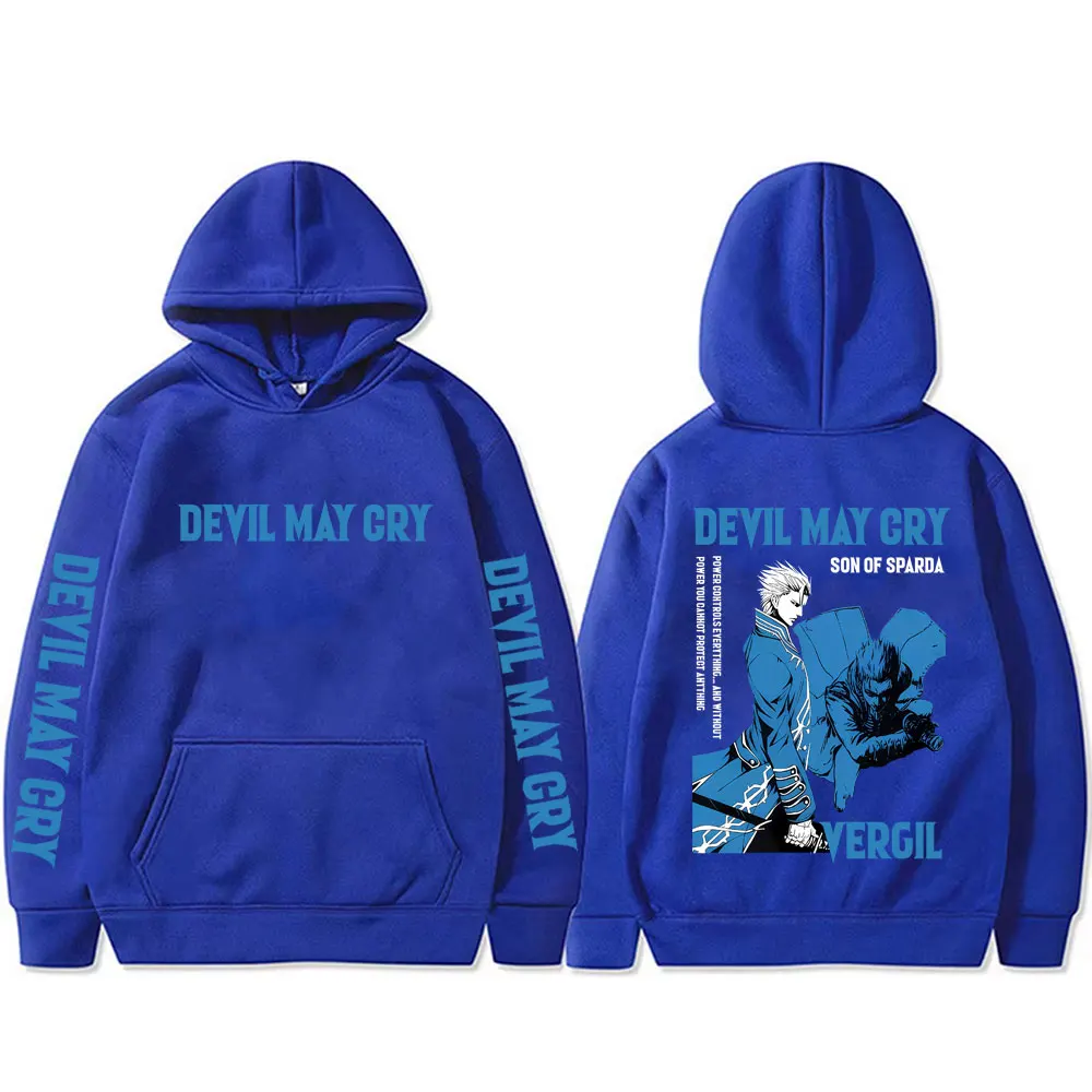 أنيمي الشيطان قد يبكي ابن سباردا فيرجيل الجرافيك هوديي الرجال النساء عادية القطن Vintage البلوز الذكور فضفاض كنزة بمقاس كبير