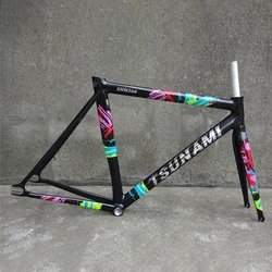 SNM300 Black 52/55CM Fixie Bicycle Frame 6066 Aluminum Alloy Frame Racing Tsunami Single Speed Cycling Track Frame And Fork