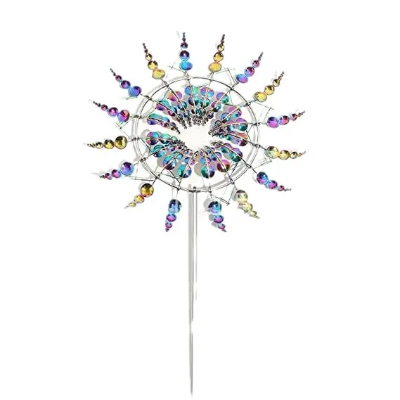 Creative Outdoor Metal Windmill Decor Iron Artwork Solar Spinners Garden Yard Decor Wind Powered Spinners