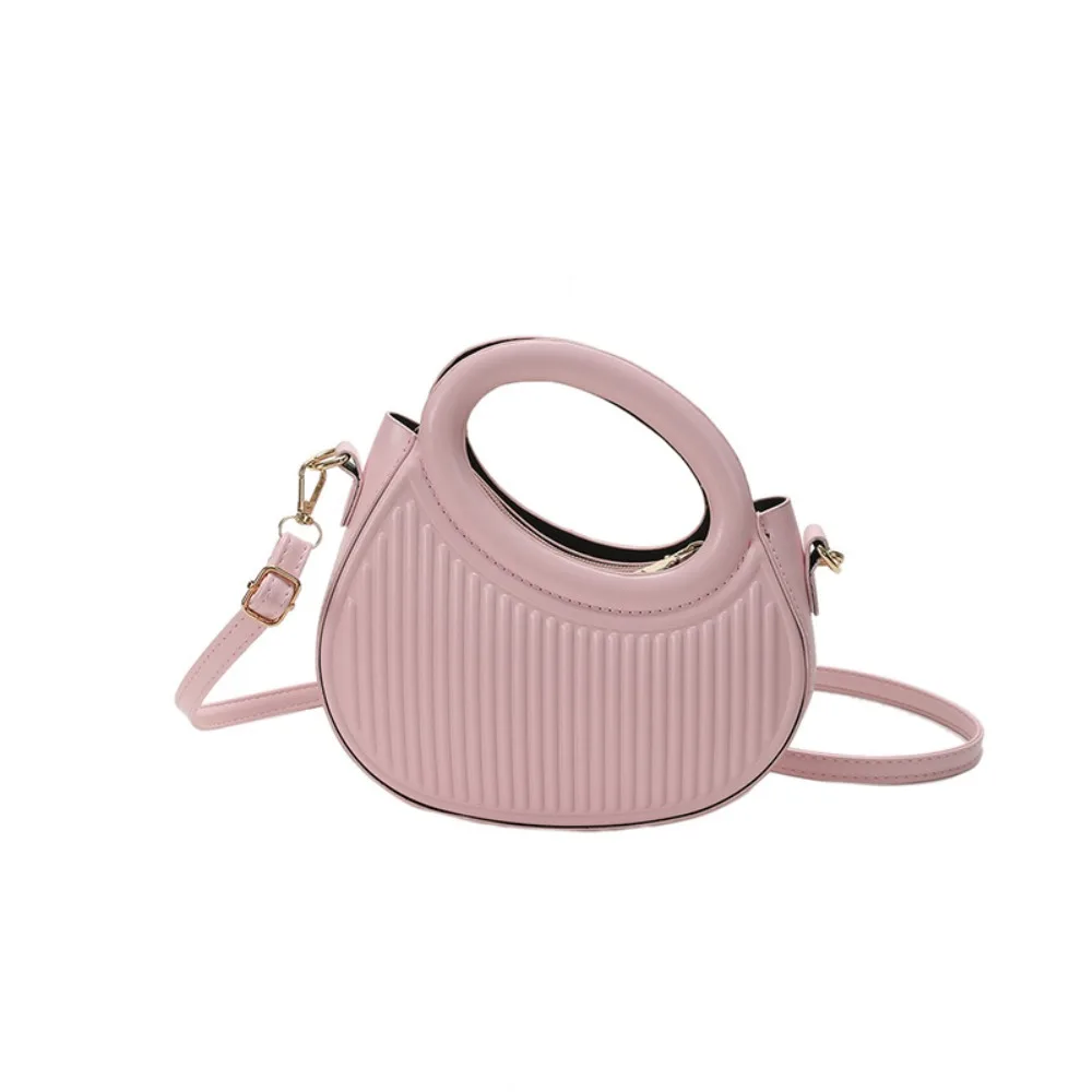 

Elegant Leather PU Crossbody Bag Half Moon Bag Solid Color Hobos Handbag Handbag Korean Style Pleated Shoulder Bag Girls/Female