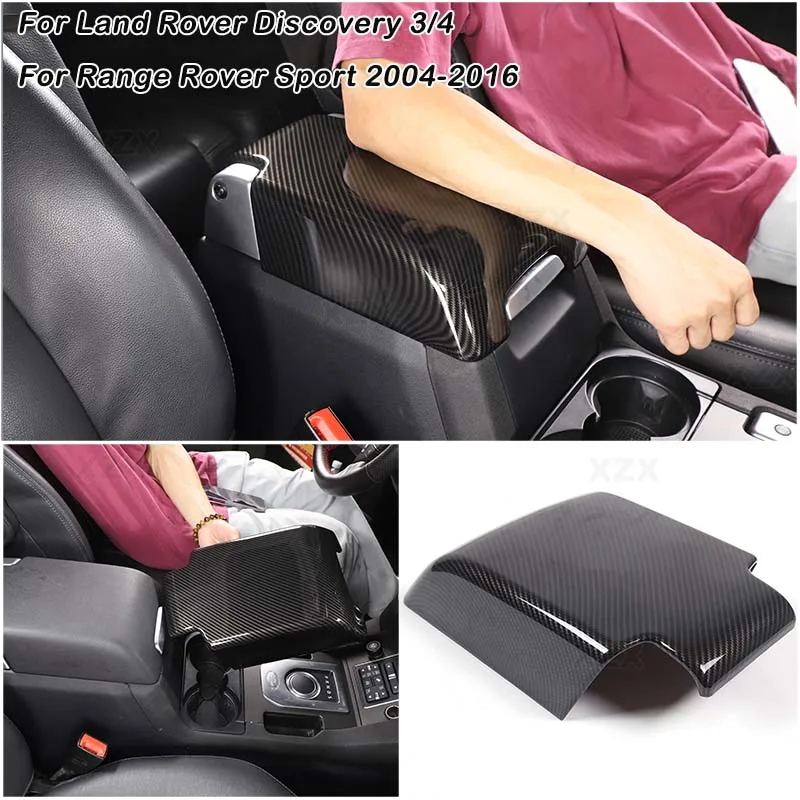 For Land Rover Discovery 3 4 LR3 LR4 & Range Rover Sport 2010+ABS Carbon Fiber Car Inner Armrest Box Storage Box Decorative Cove