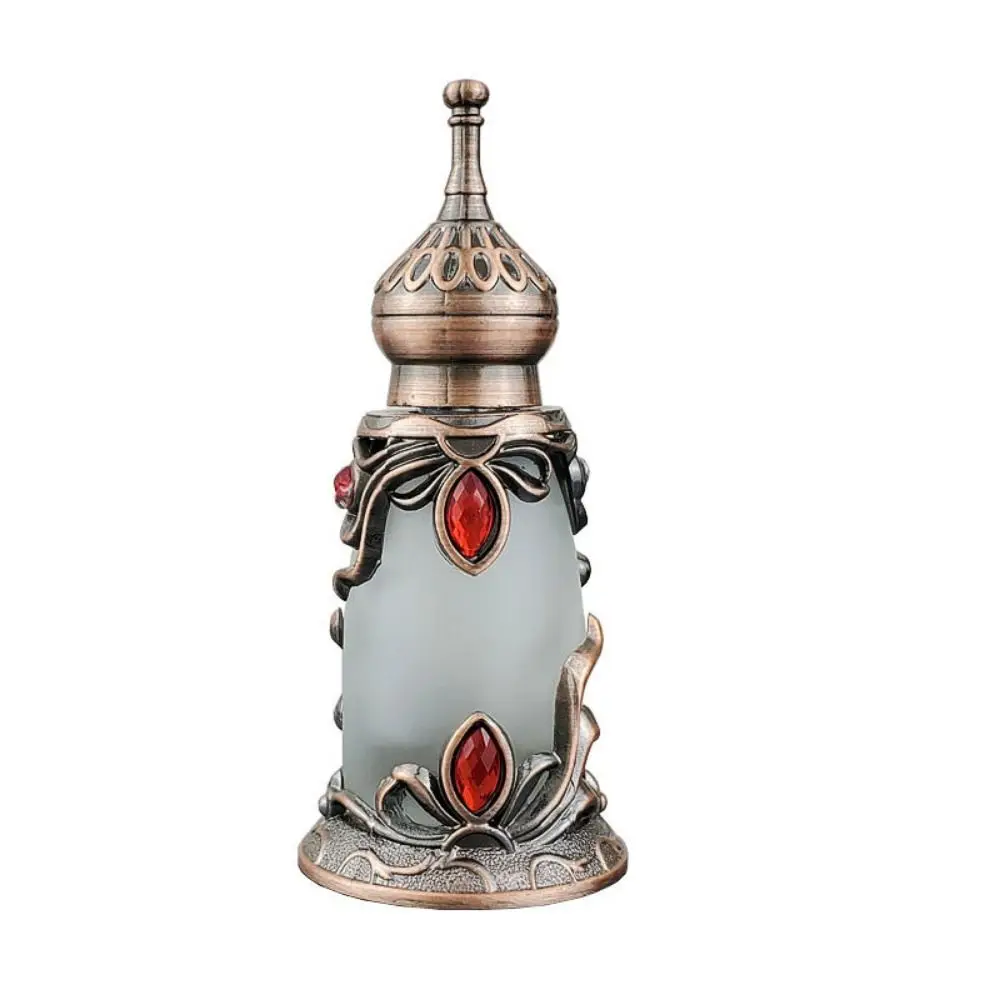 Refillable Essential Oil Bottle Arab Style Antiqued Empty Dispenser Diffuser with Glass Dropper Glass Perfume Container